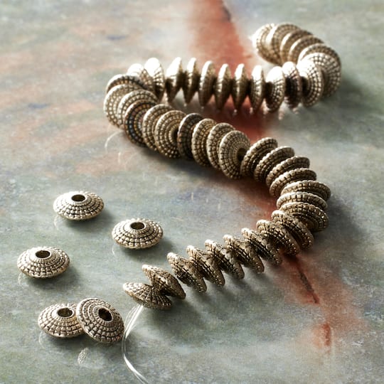 12 Pack: Silver Metal Rondelle Beads, 8mm by Bead Landing™